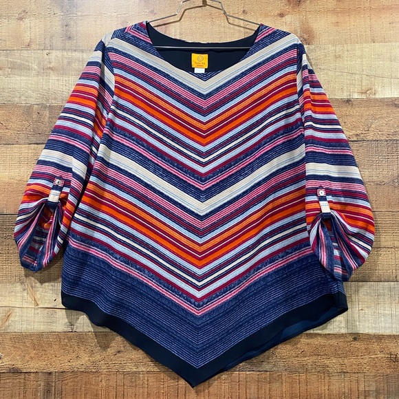 Ruby Rd. Tops - Ruby Rd. Striped Multicolor Kimono Blouse Size 2XL